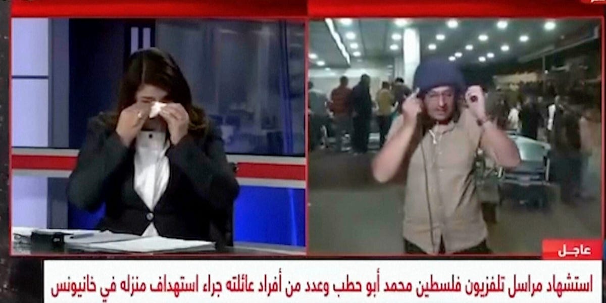 Reporting on live TV about the death of his colleague, a correspondent threw his protective vest to the ground and wept, &#39;We are going to be killed. One by one.&#39;